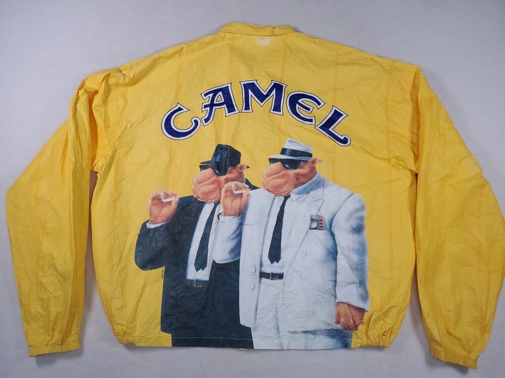 Vintage 90s Camel Joe Tyvek Windbreaker Jacket XL Yellow Blues Brothers Graphic